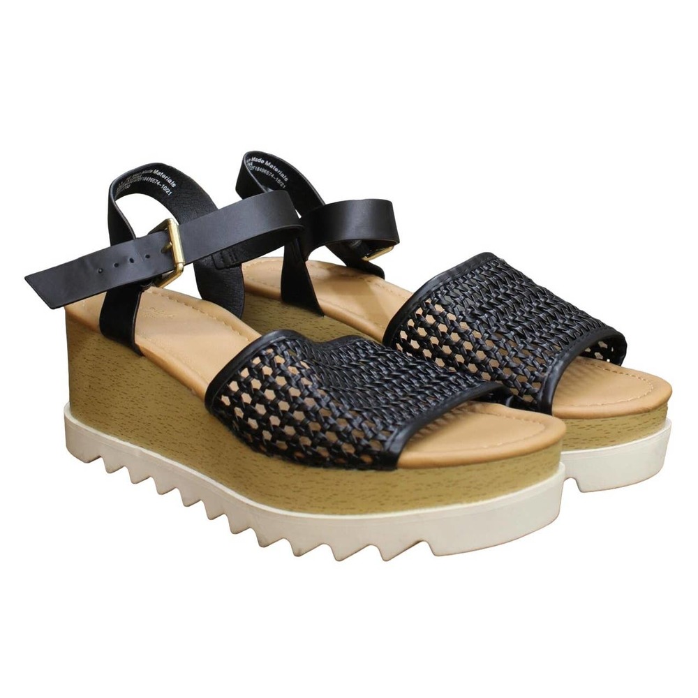 Universal Thread Size 5-1/2 (5.5) Alba Platform Heel Sandal, Black + Free Ship